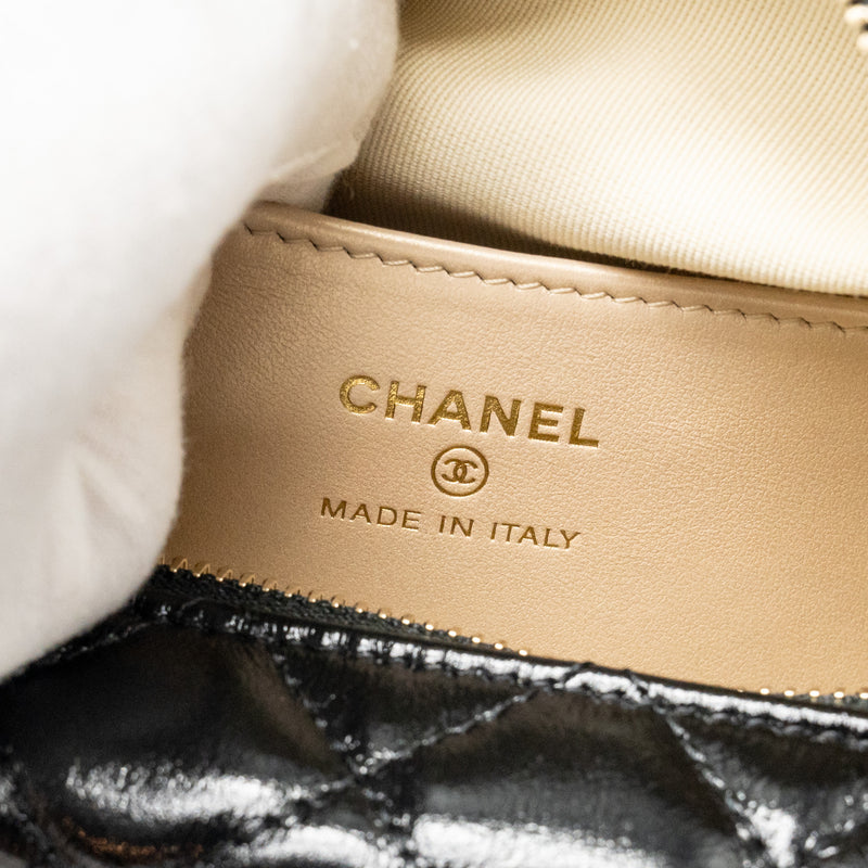 Chanel 21A Round Clutch with Detail Chain Calfskin Black GHW(microchip)