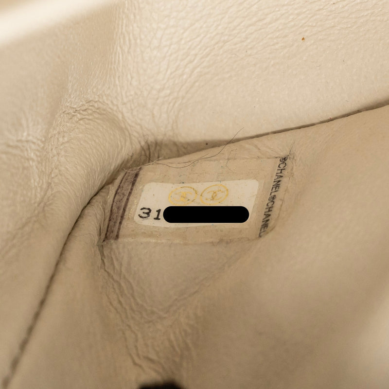 Chanel Small Classic Double Flap Bag Chevron Lambskin Cream SHW