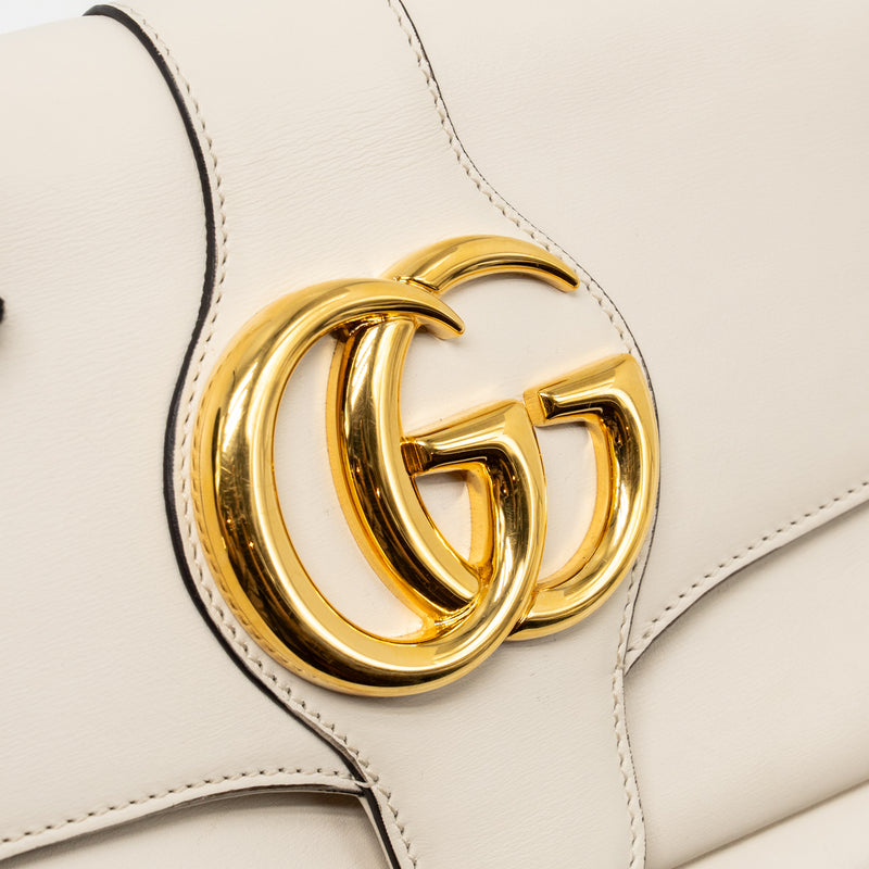 Gucci Small Arli Flap Bag Calfskin White GHW
