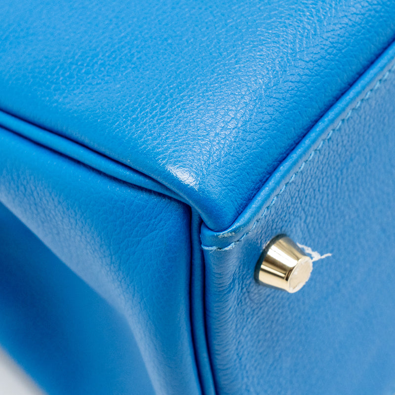 Hermes Kelly 32 Evercolor Blue Hydra GHW Stamp X