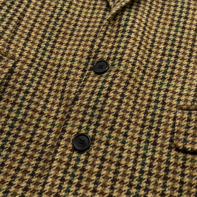 CELINE Size 34 Classic Jacket In Checked Wool Brown/Green Multicolour