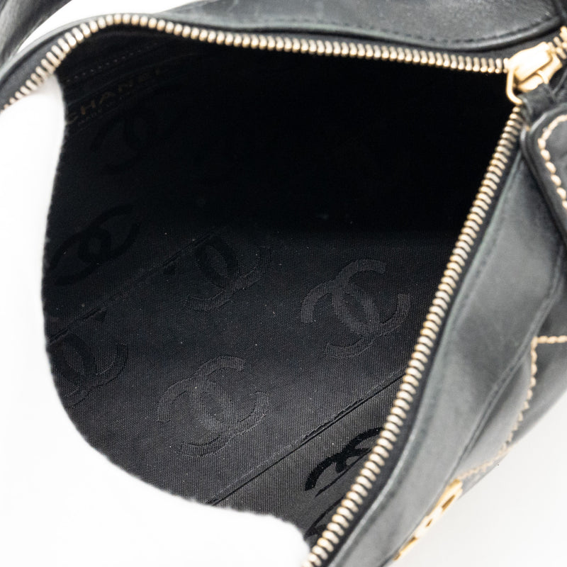 Chanel Vintage Wild Stitch Shoulder Bag Calfskin Black GHW