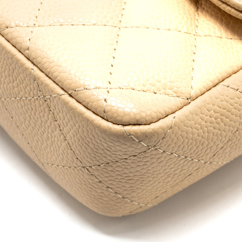 Chanel East-West Flap Shoulder Bag Caviar Beige GHW