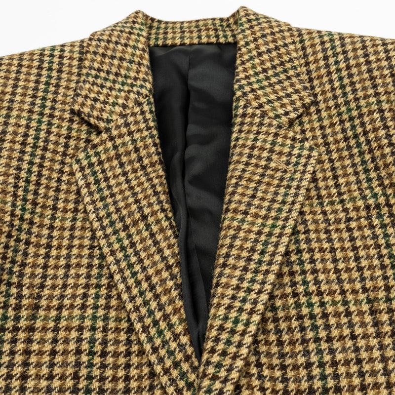 CELINE Size 34 Classic Jacket In Checked Wool Brown/Green Multicolour