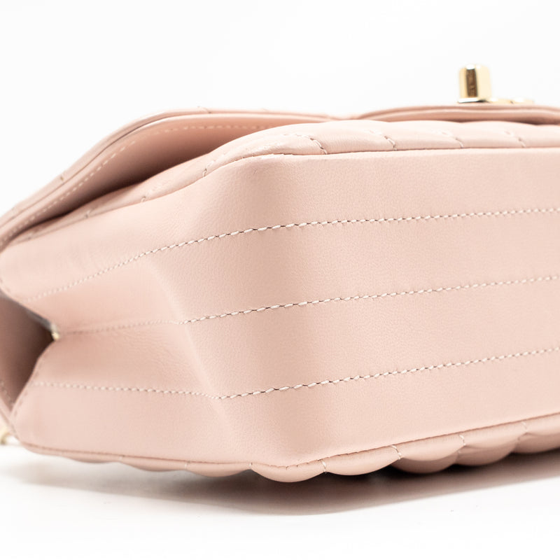 Chanel Mini Rectangular Flap Bag Chevron Lambskin Pink LGHW