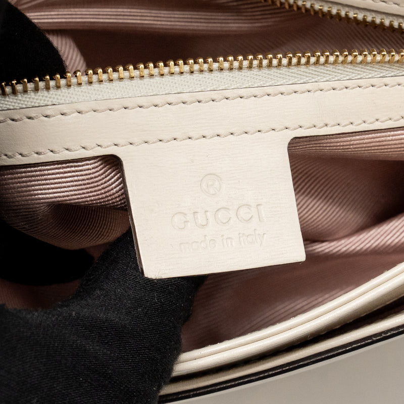 Gucci Small Arli Flap Bag Calfskin White GHW