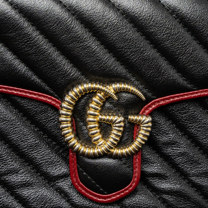 Gucci GG Marmont Mini Top Handle Bag Calfskin Black/Red GHW
