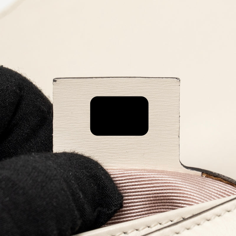 Gucci Small Arli Flap Bag Calfskin White GHW