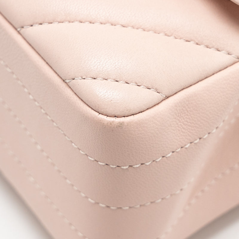 Chanel Mini Rectangular Flap Bag Chevron Lambskin Pink LGHW