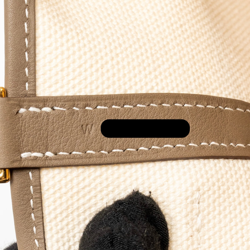 Hermes Cargo Picotin 18 Lock Bag Canvas/Swift Ecru/Etoupe GHW Stamp W