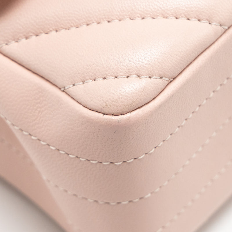 Chanel Mini Rectangular Flap Bag Chevron Lambskin Pink LGHW