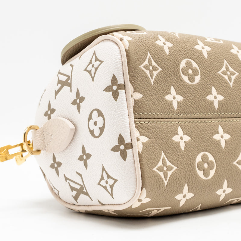 Louis Vuitton Speedy 20 Bandouliere Bicolour Monogram Empreinte Leather Khaki/Beige GHW
