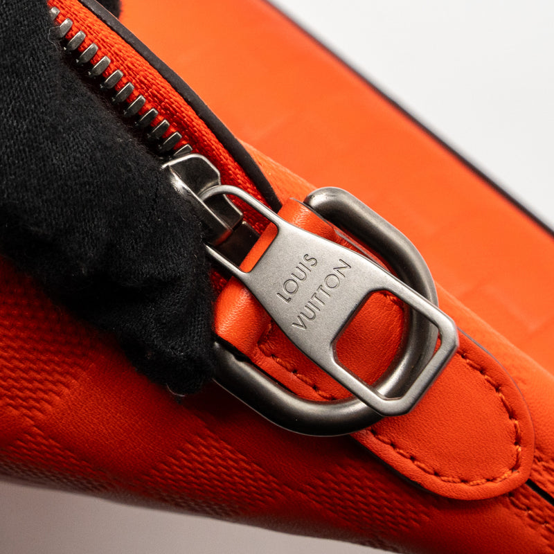 Louis Vuitton Red Orange Damier Infini Leather Porte Documents