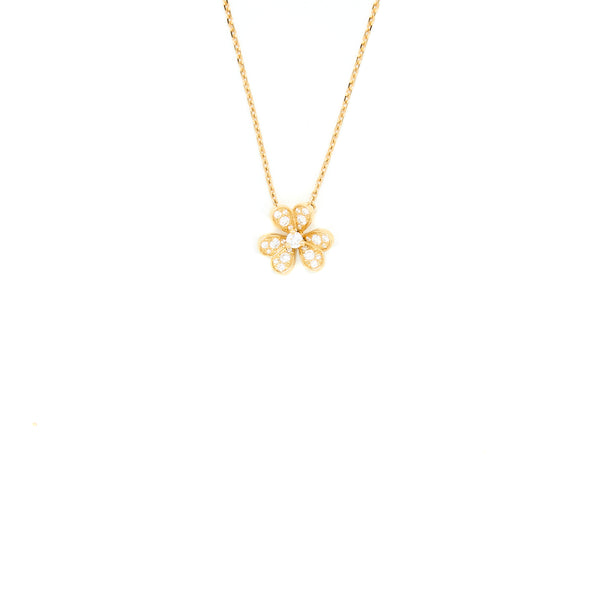 Van Cleef&Arpels Frivole Pendant, Mini Model Yellow Gold Diamonds