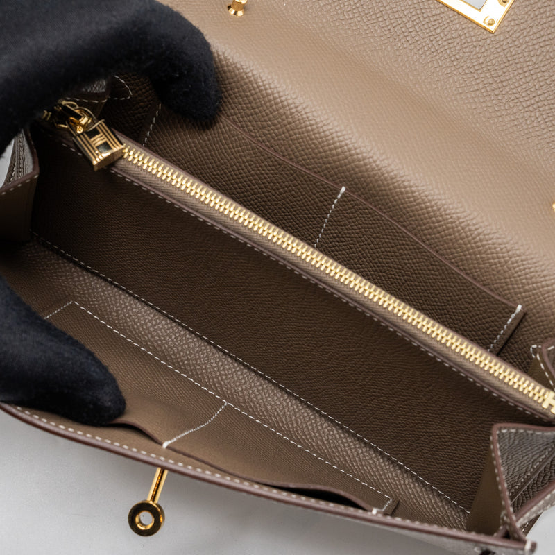 Hermes Kelly To Go Epsom Etoupe GHW Stamp U