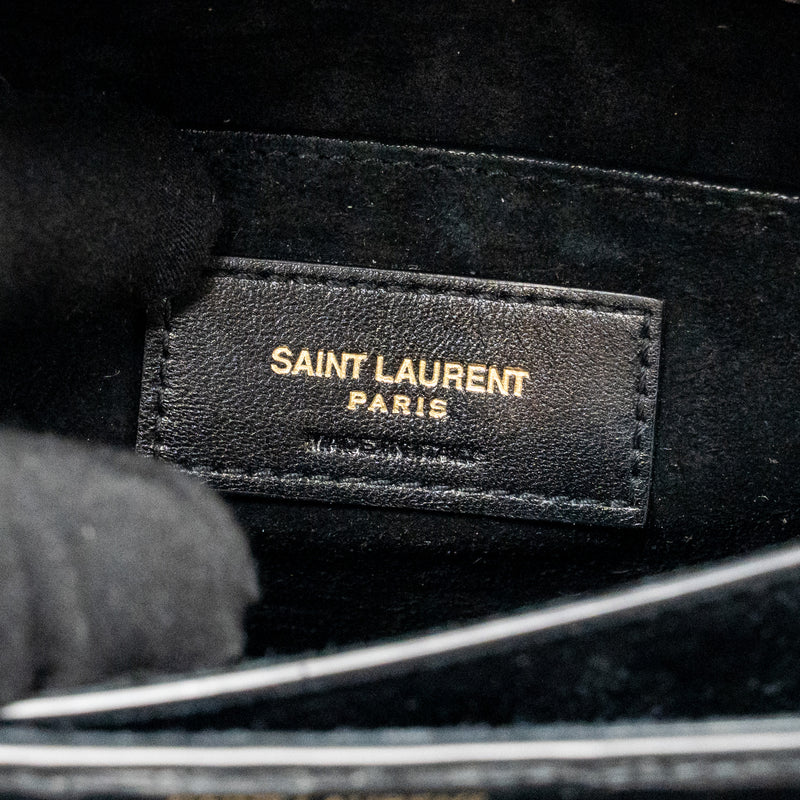 Saint Laurent/YSL Sunset Medium Crocodile-Embossed Calfskin Black GHW