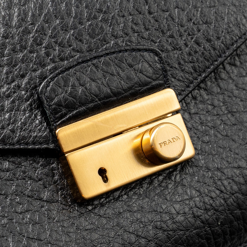 Prada Berlino Sound Bag Tweed/Calfskin Black/Brown/Green Multicolour Hardware
