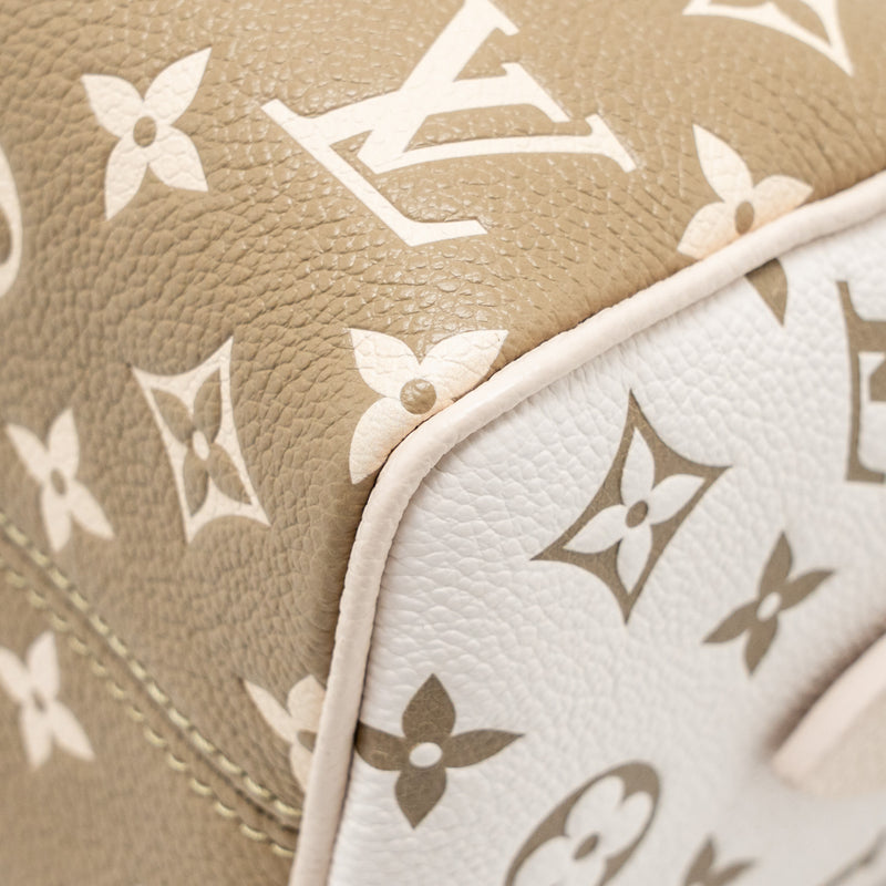Louis Vuitton Speedy 20 Bandouliere Bicolour Monogram Empreinte Leather Khaki/Beige GHW