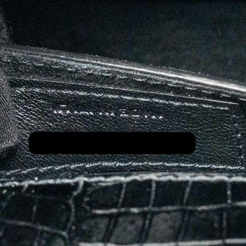 Saint Laurent/YSL Sunset Medium Crocodile-Embossed Calfskin Black GHW