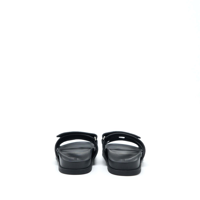 Hermes Size 37.5 Chypre Sandal Suede Black SHW
