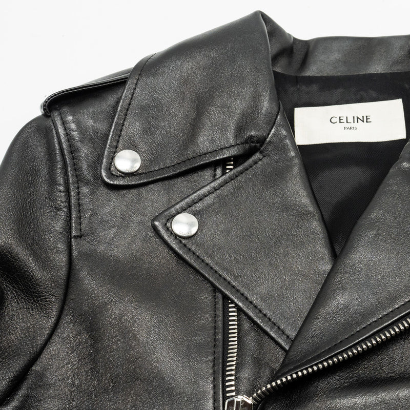 CELINE Size 38 Classic Biker Jacket Lambskin Black