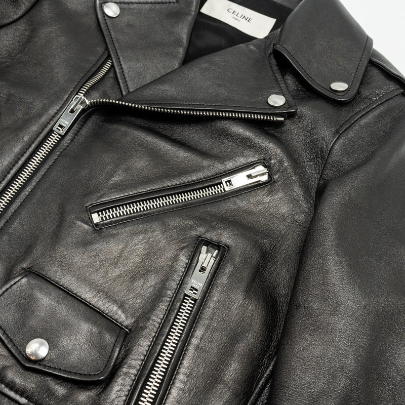 CELINE Size 38 Classic Biker Jacket Lambskin Black