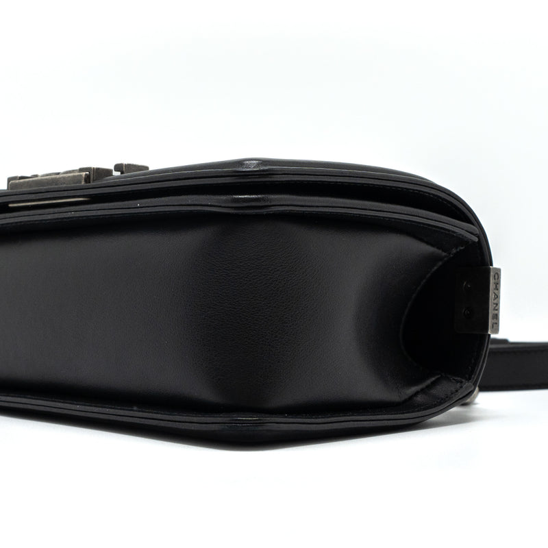 Chanel Small Boy Bag Calfskin Black Ruthenium Silver Hardware