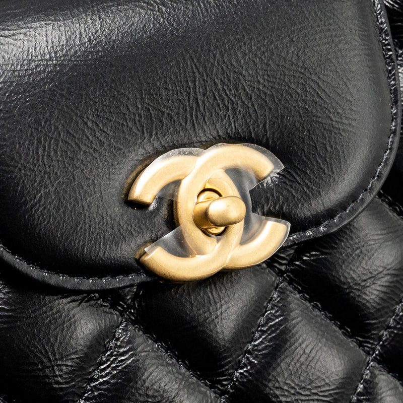 CHANEL Mini Kelly Shopping Tote Bag Calfskin Black GHW (Microchip)