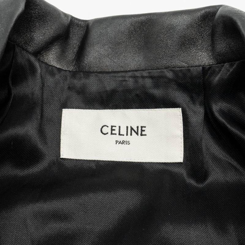 CELINE Size 38 Classic Biker Jacket Lambskin Black