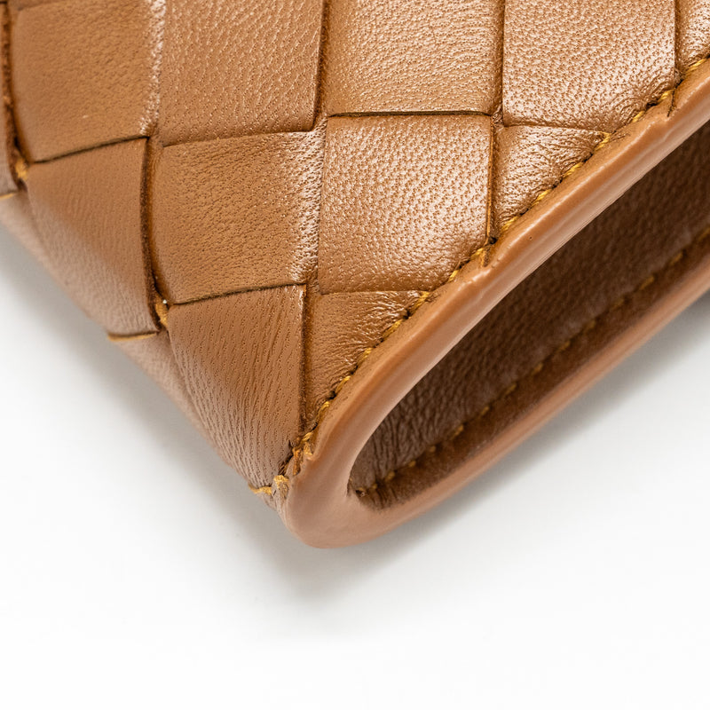 Bottega Veneta Andiamo Clutch Bag Lambskin Brown GHW