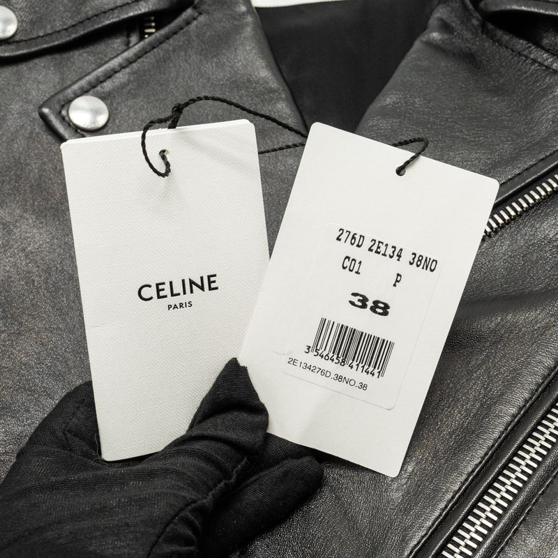 CELINE Size 38 Classic Biker Jacket Lambskin Black