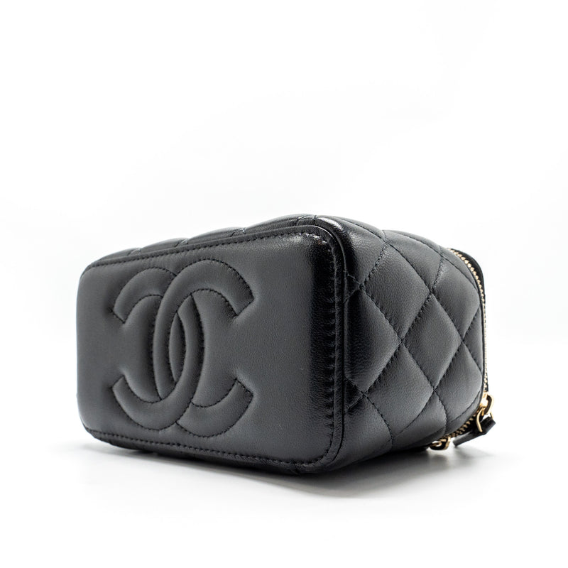Chanel Top Handle Long Vanity Case Lambskin BLACK LGHW (Microchip)