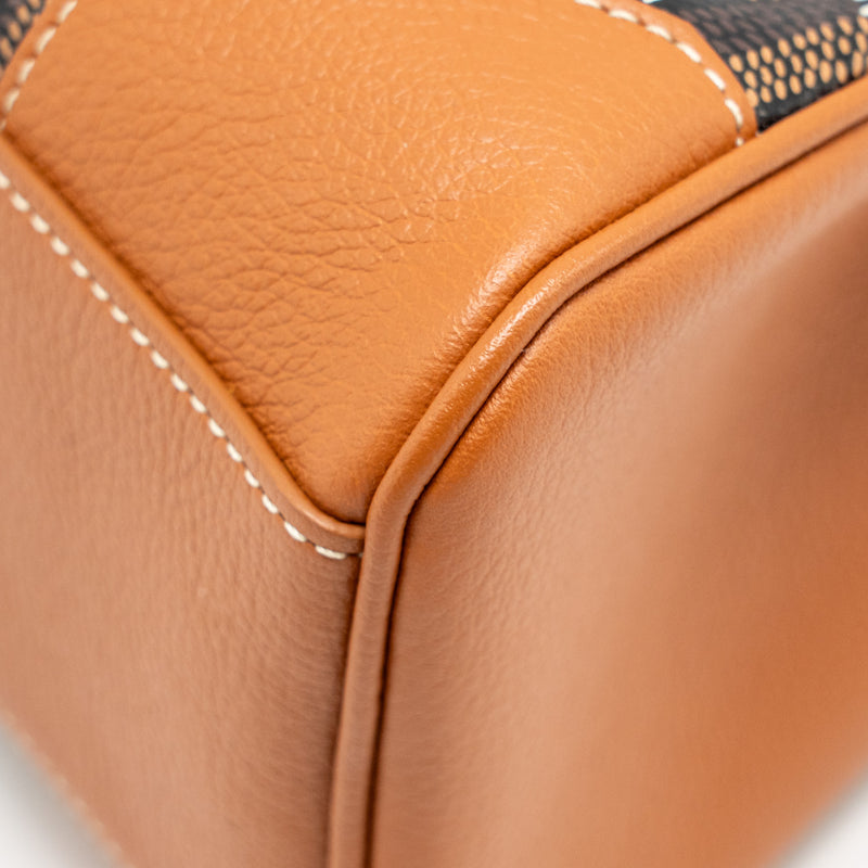 GOYARD MINI SAIGON GOYARDINE CANVAS/CALFSKIN BLACK/TAN SHW