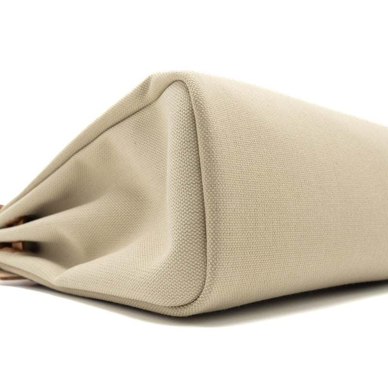 Hermes Herbag 31 Zip Bag Canvas/Vache Hunter Beton/Naturel Sable SHW Stamp U