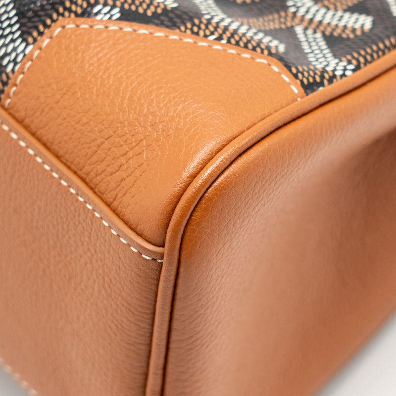 GOYARD MINI SAIGON GOYARDINE CANVAS/CALFSKIN BLACK/TAN SHW
