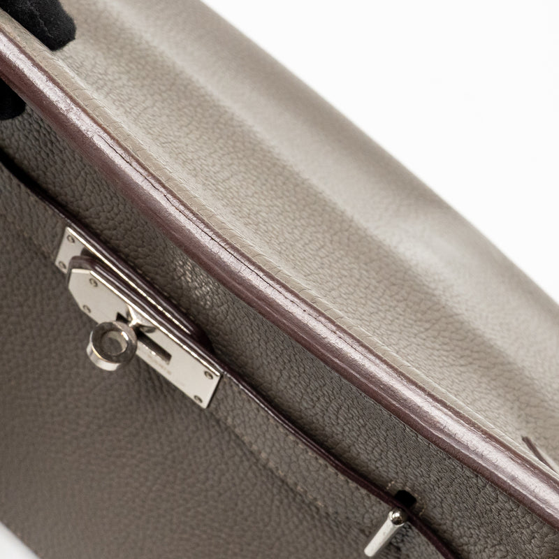 Hermes Jypsiere 34 clemence gris etain SHW stamp square P