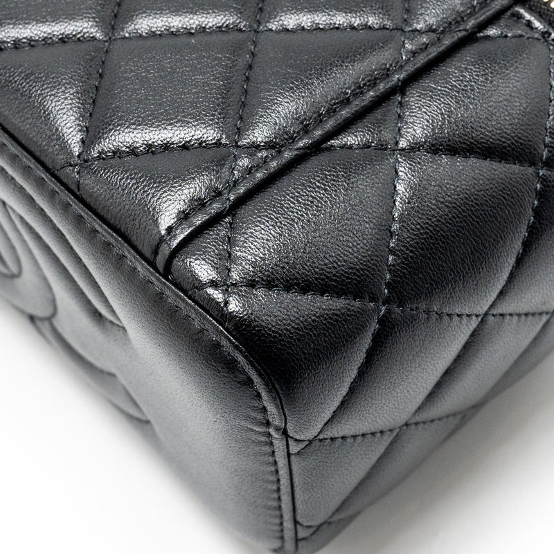 Chanel Top Handle Long Vanity Case Lambskin BLACK LGHW (Microchip)