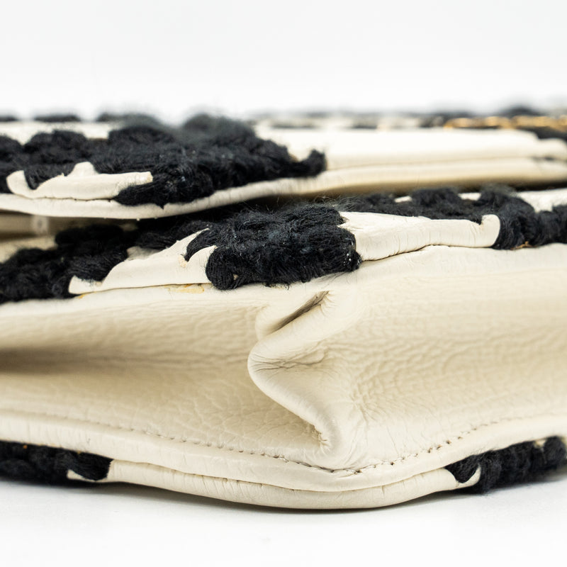 Chanel 19 wallet on chain Fabric/Calfskin White/Black Multicolour Hardware