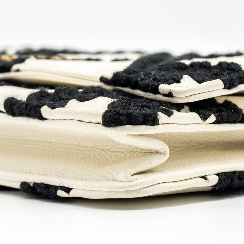 Chanel 19 wallet on chain Fabric/Calfskin White/Black Multicolour Hardware