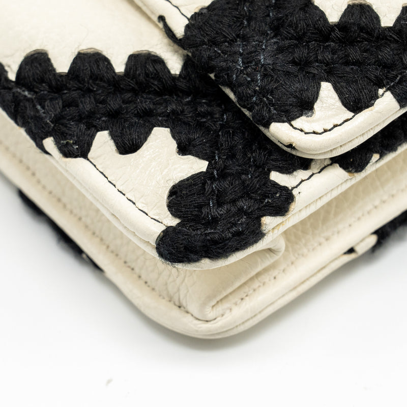 Chanel 19 wallet on chain Fabric/Calfskin White/Black Multicolour Hardware