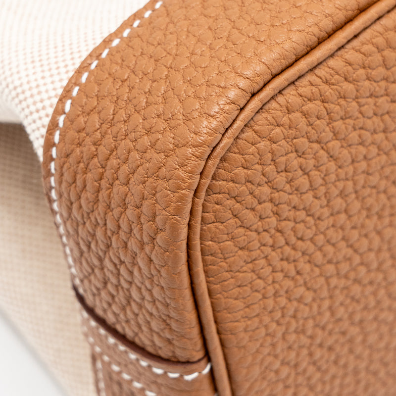 Hermes Garden Party 23 Canvas/Negonda Ecru-Beige/Gold SHW Stamp K
