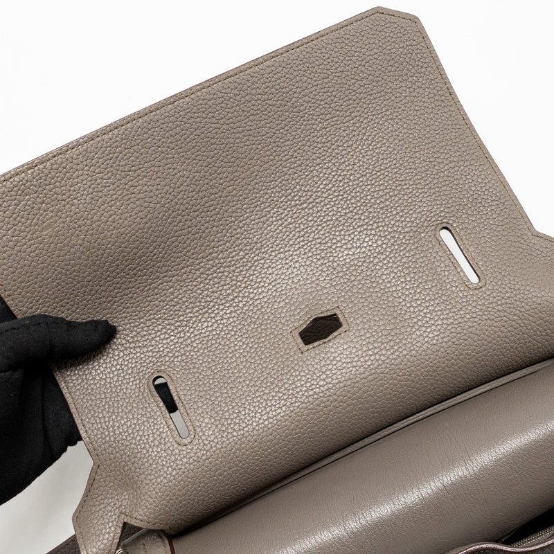 Hermes Jypsiere 34 clemence gris etain SHW stamp square P