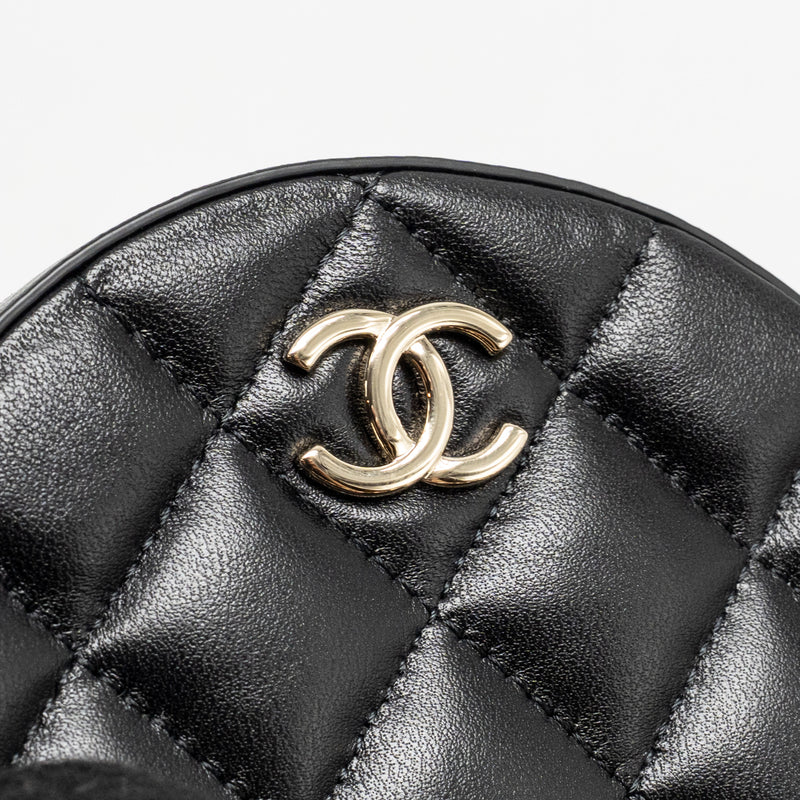 Chanel 22C Round Clutch with Chain Lambskin Black LGHW