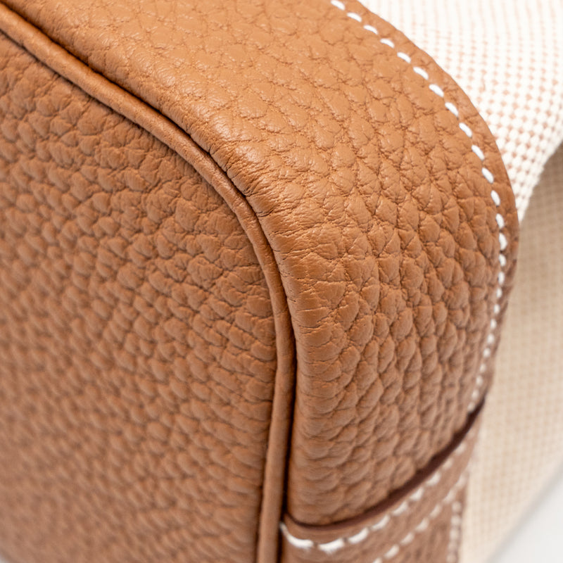 Hermes Garden Party 23 Canvas/Negonda Ecru-Beige/Gold SHW Stamp K