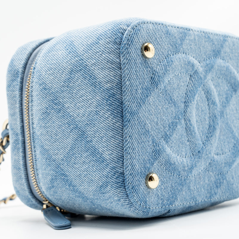 Chanel Vanity Case with Chain Denim Blue LGHW (Microchip)