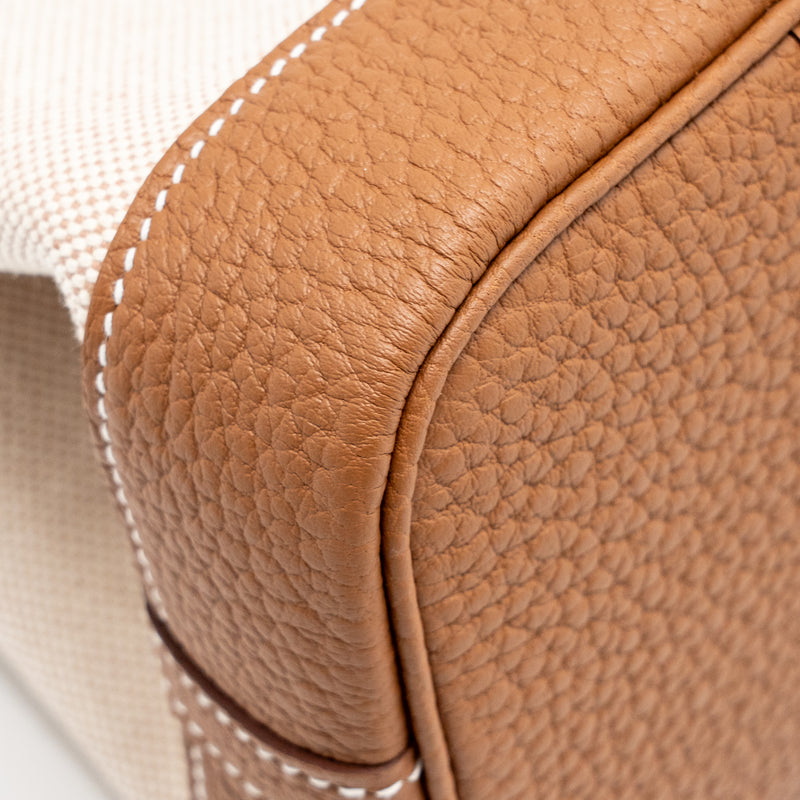 Hermes Garden Party 23 Canvas/Negonda Ecru-Beige/Gold SHW Stamp K