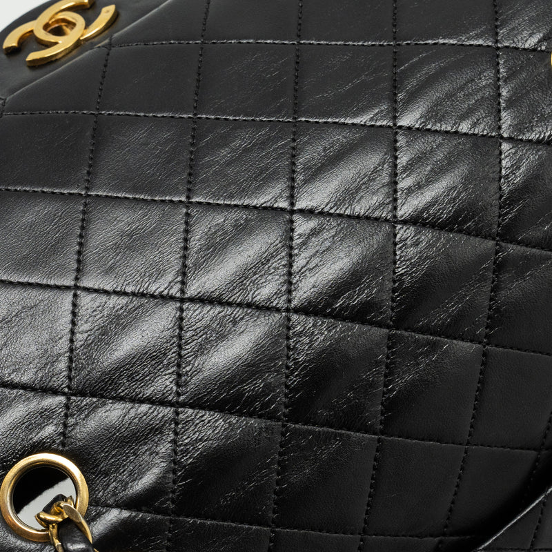 Chanel Vintage Medium Classic Double Flap Bag lambskin black GHW