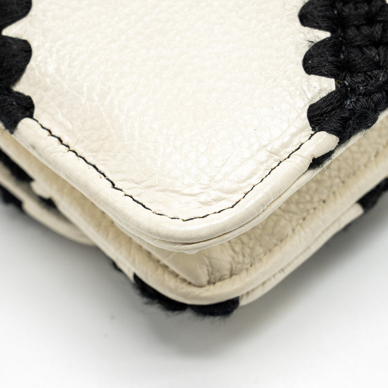 Chanel 19 wallet on chain Fabric/Calfskin White/Black Multicolour Hardware