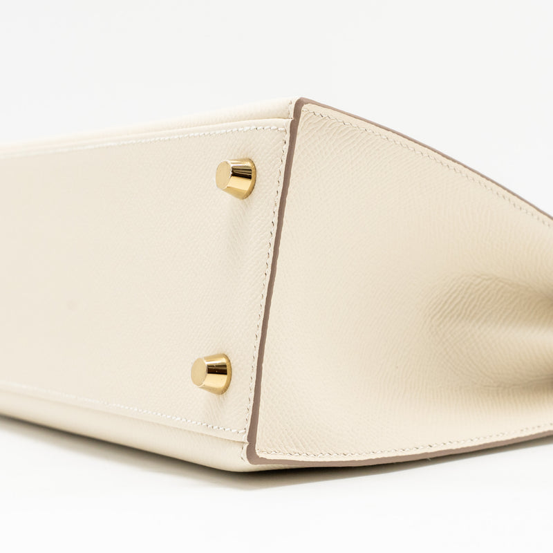 Hermes Kelly 25 Epsom Craie GHW Stamp W