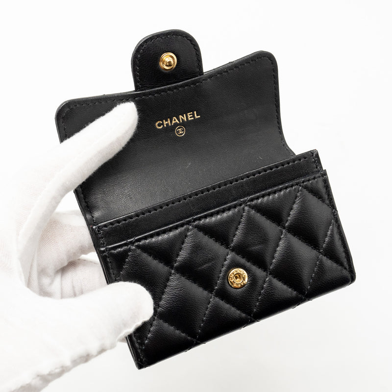 Chanel Classic Flap Card Holder Lambskin Black GHW